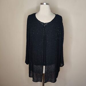 Alfred Angels Beaded Tank Blouse Two Piece Set Black Evening